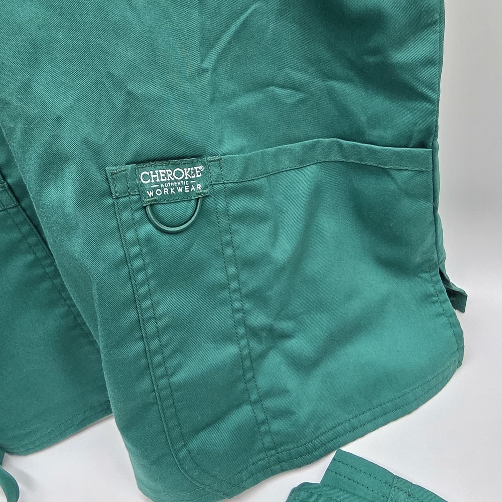 Hunter Green Women's Scrub Set Cherokee Workwear Ladies Top Pants XS Extra Small - Picture 5 of 10